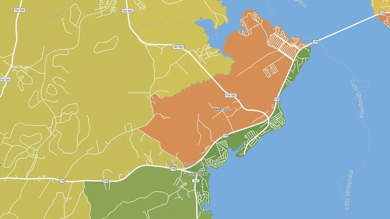 Point Blank, TX Map of Drug-Related Crime Rates