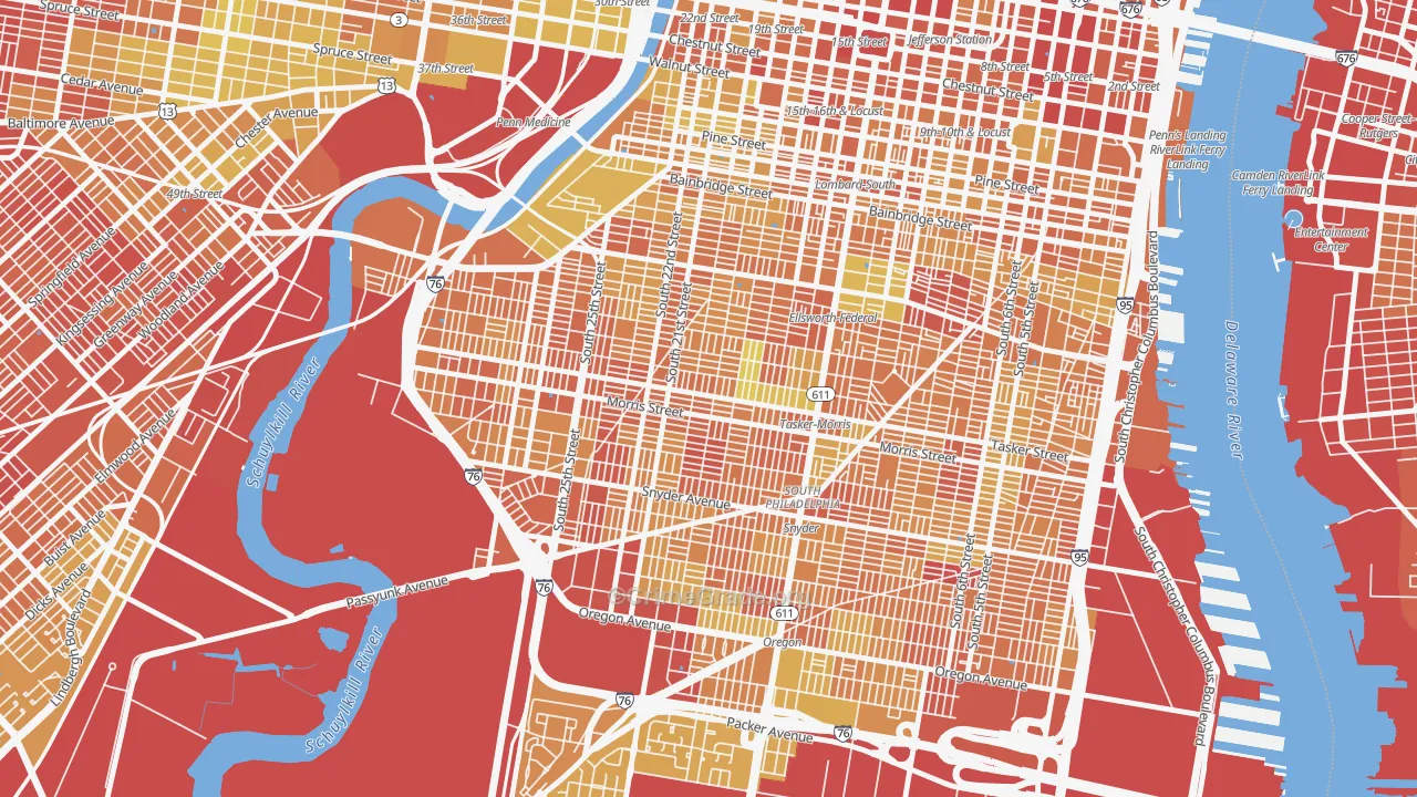 Point Breeze-Philadelphia, Philadelphia, PA Map of Drug-Related Crime Rates