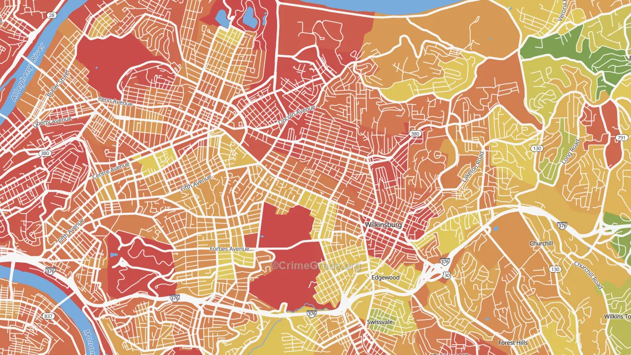 Point Breeze, Pittsburgh, PA Map of Drug-Related Crime Rates