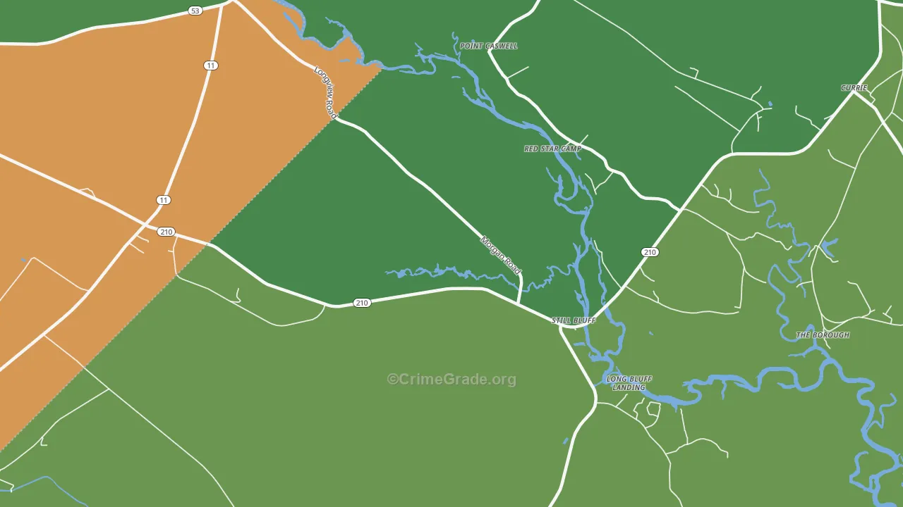 Point Caswell, NC Map of Drug-Related Crime Rates