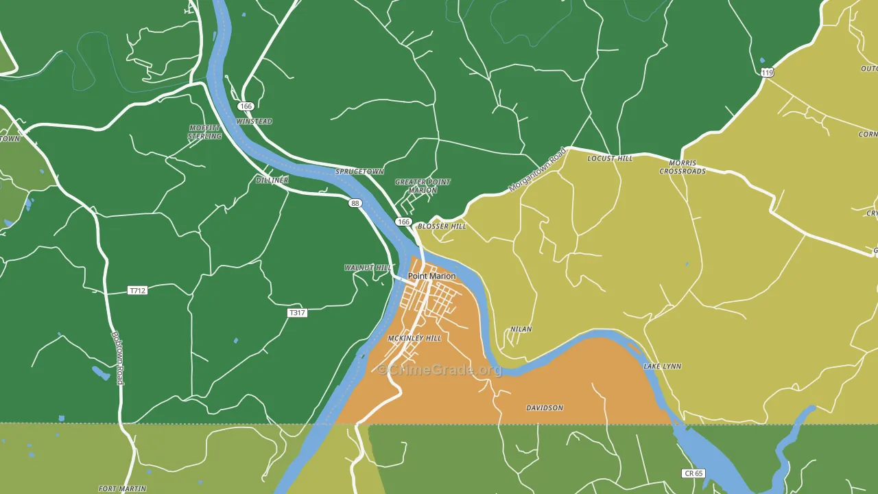 Point Marion, PA Map of Drug-Related Crime Rates