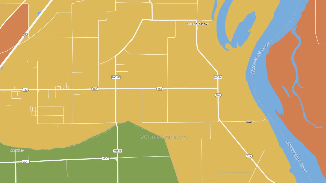 Point Pleasant, MO Map of Drug-Related Crime Rates