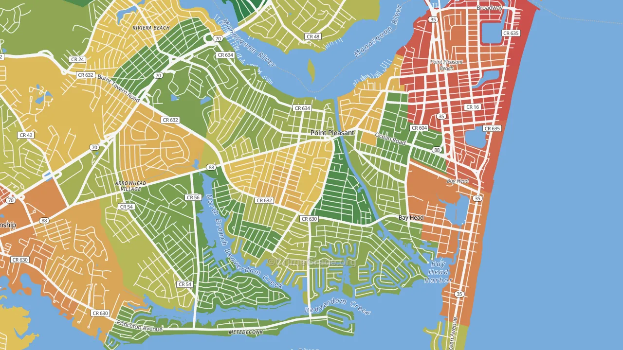 Point Pleasant, NJ Map of Drug-Related Crime Rates