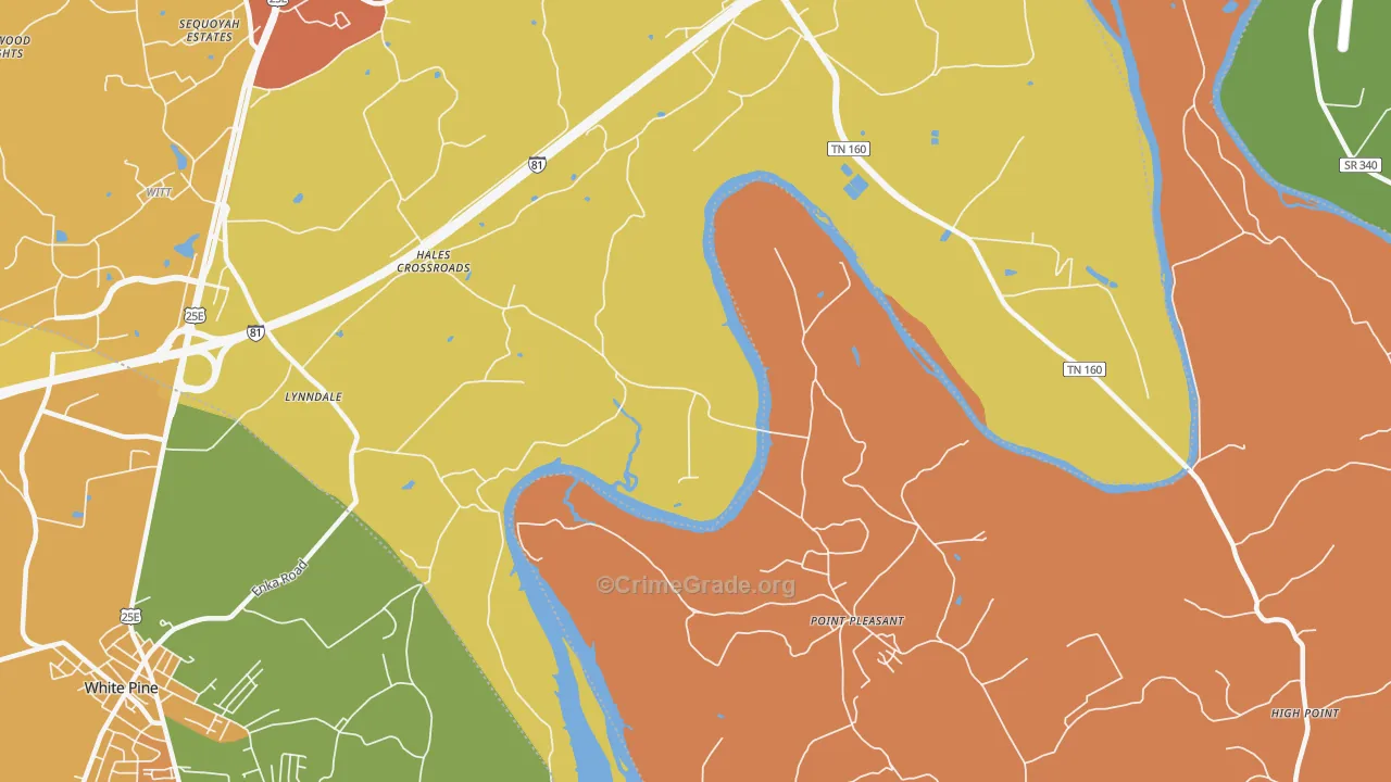 Point Pleasant, TN Map of Drug-Related Crime Rates