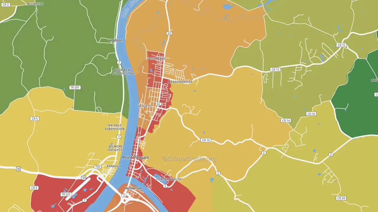 Point Pleasant, WV Map of Drug-Related Crime Rates