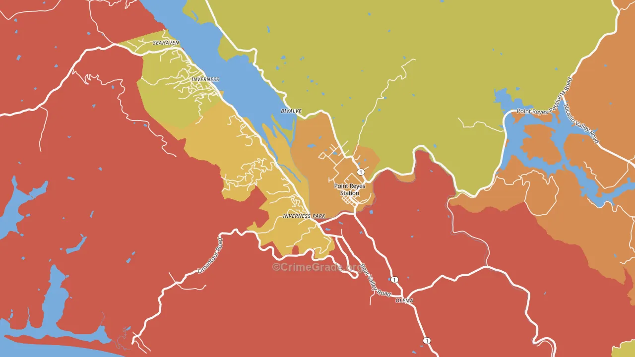 Point Reyes Station, CA Map of Drug-Related Crime Rates