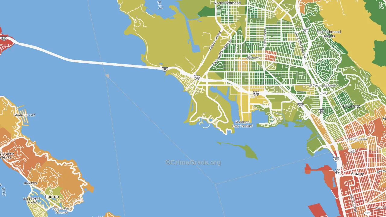 Point Richmond, Richmond, CA Map of Drug-Related Crime Rates