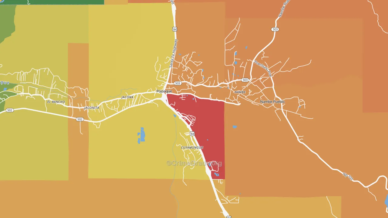 Pojoaque, NM Map of Drug-Related Crime Rates