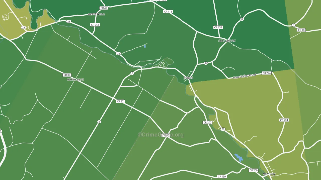 Poland, NY Map of Drug-Related Crime Rates