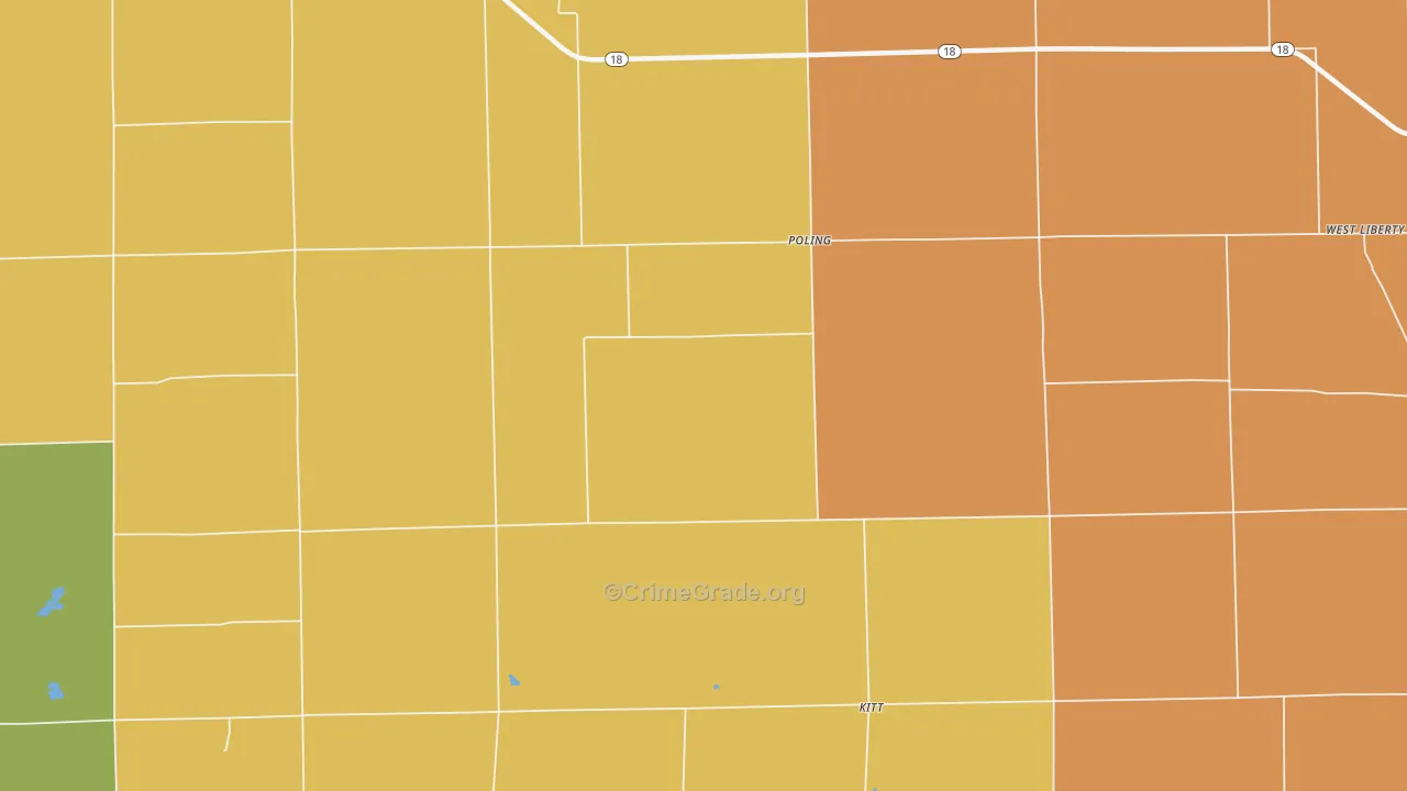 Poling, IN Map of Drug-Related Crime Rates