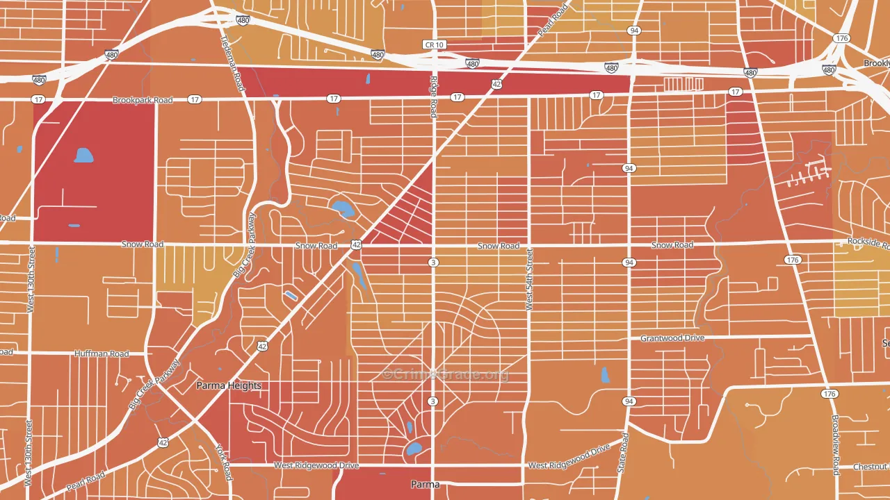 Polish Village, Parma, OH Map of Drug-Related Crime Rates