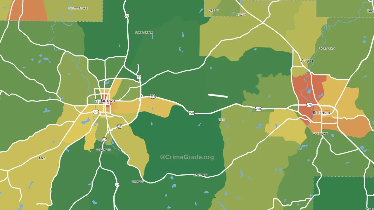 Polk County, GA Map of Drug-Related Crime Rates