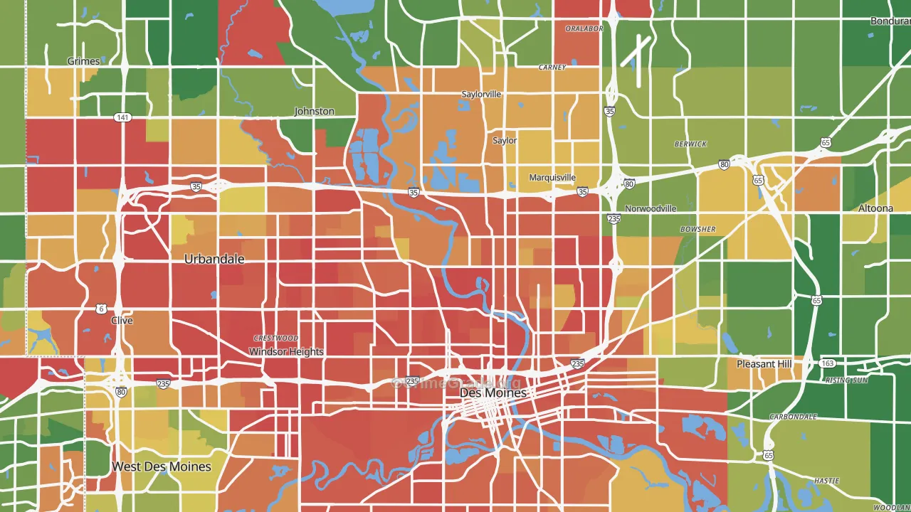 Polk County, IA Map of Drug-Related Crime Rates
