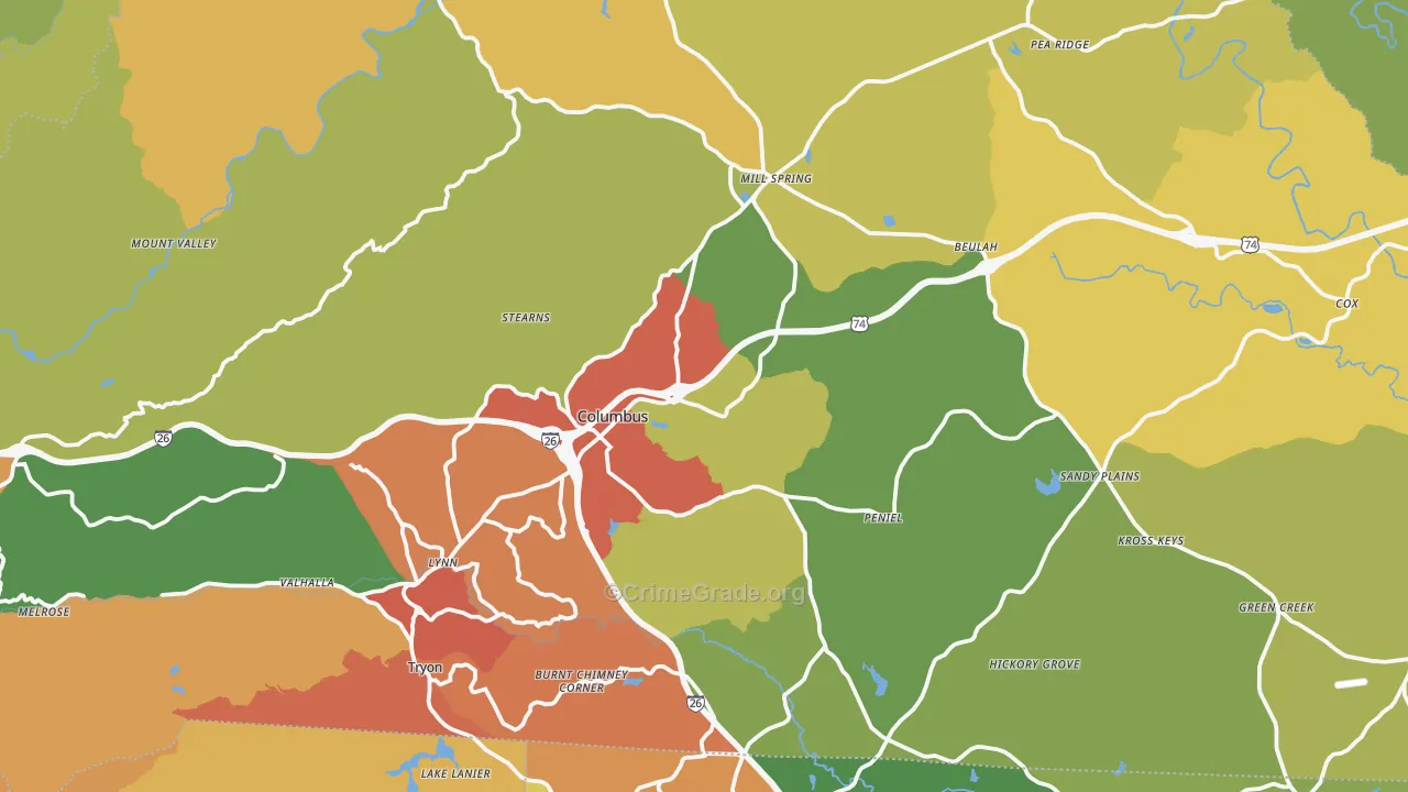 Polk County, NC Map of Drug-Related Crime Rates