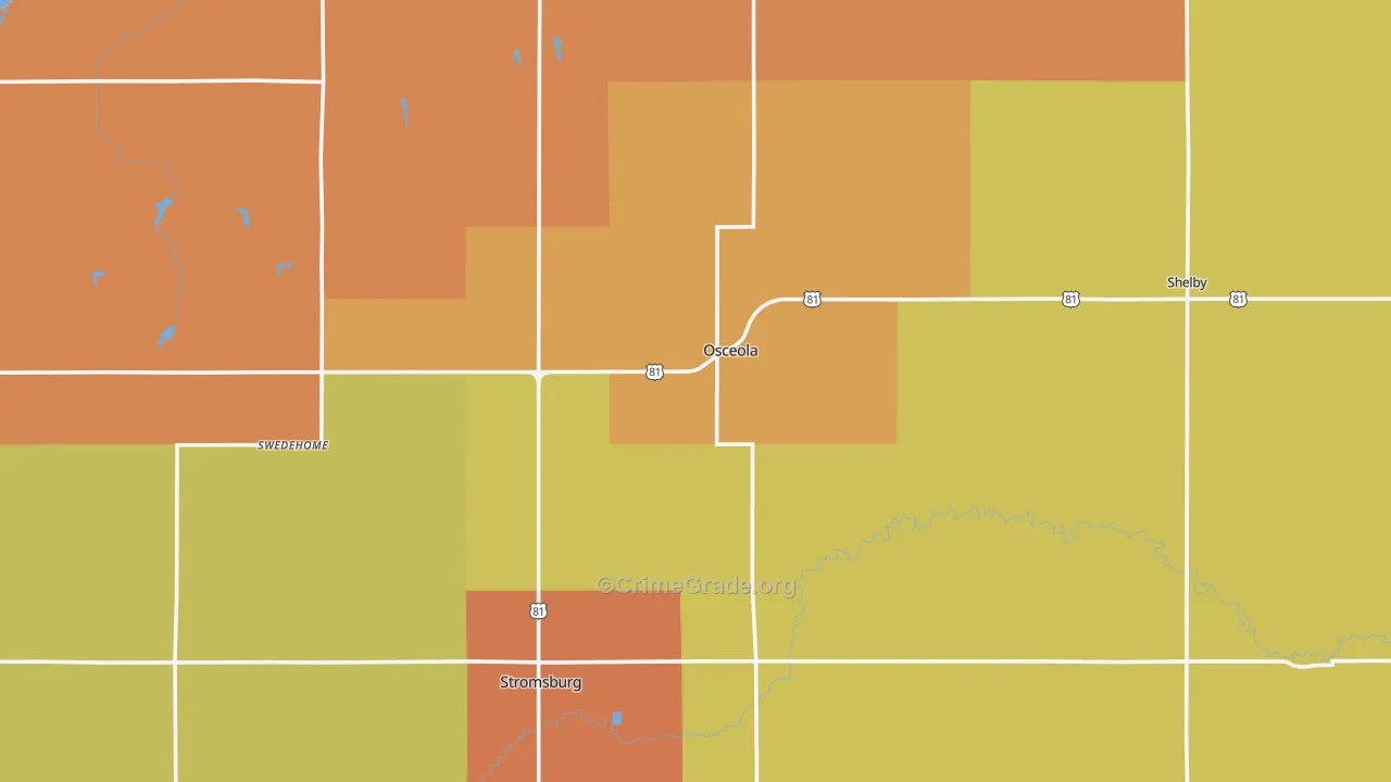 Polk County, NE Map of Drug-Related Crime Rates