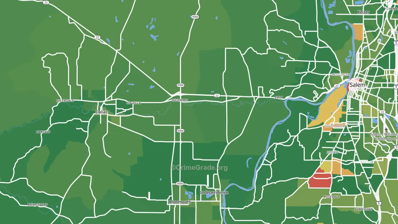 Polk County, OR Map of Drug-Related Crime Rates