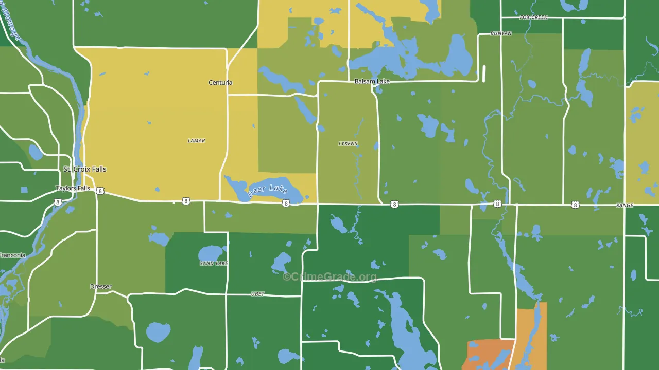 Polk County, WI Map of Drug-Related Crime Rates