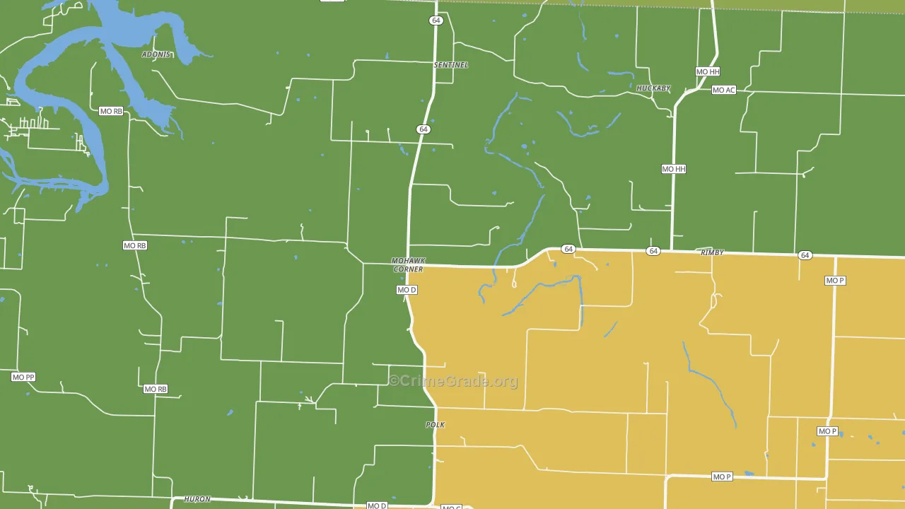 Polk, MO Map of Drug-Related Crime Rates