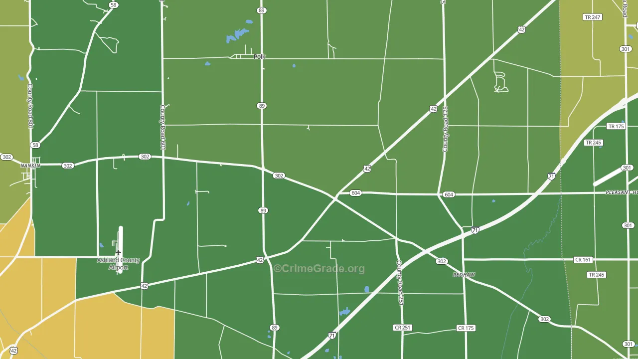 Polk, OH Map of Drug-Related Crime Rates