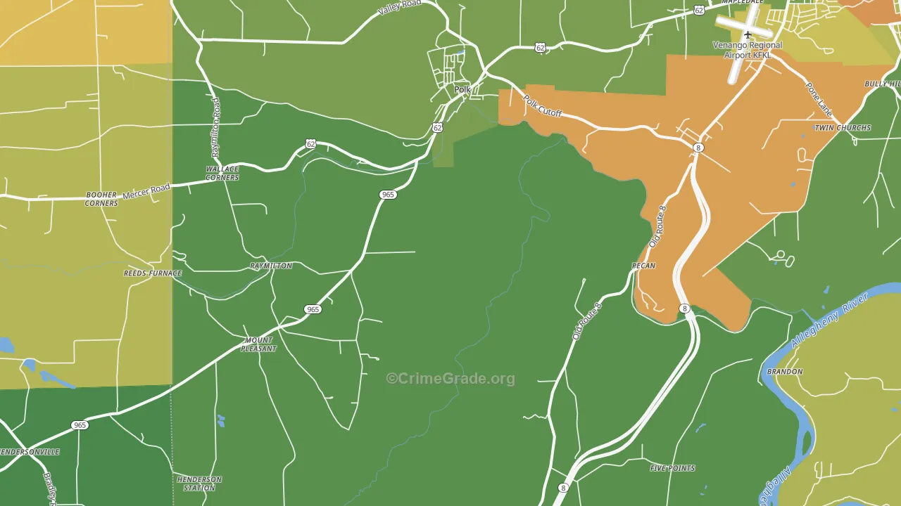 Polk, PA Map of Drug-Related Crime Rates