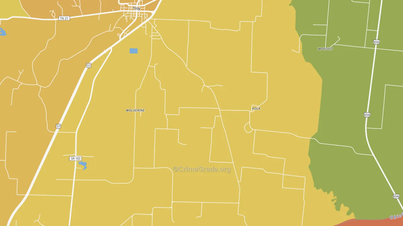 Polk, TN Map of Drug-Related Crime Rates