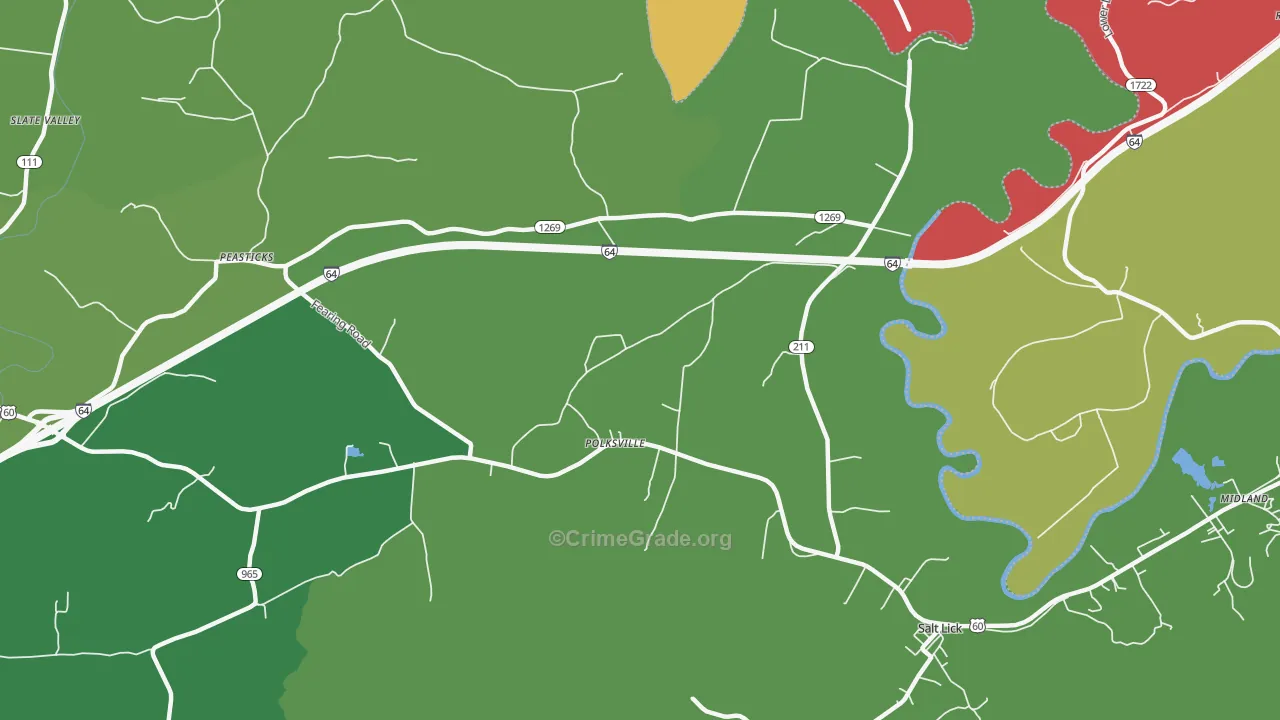 Polksville, KY Map of Drug-Related Crime Rates