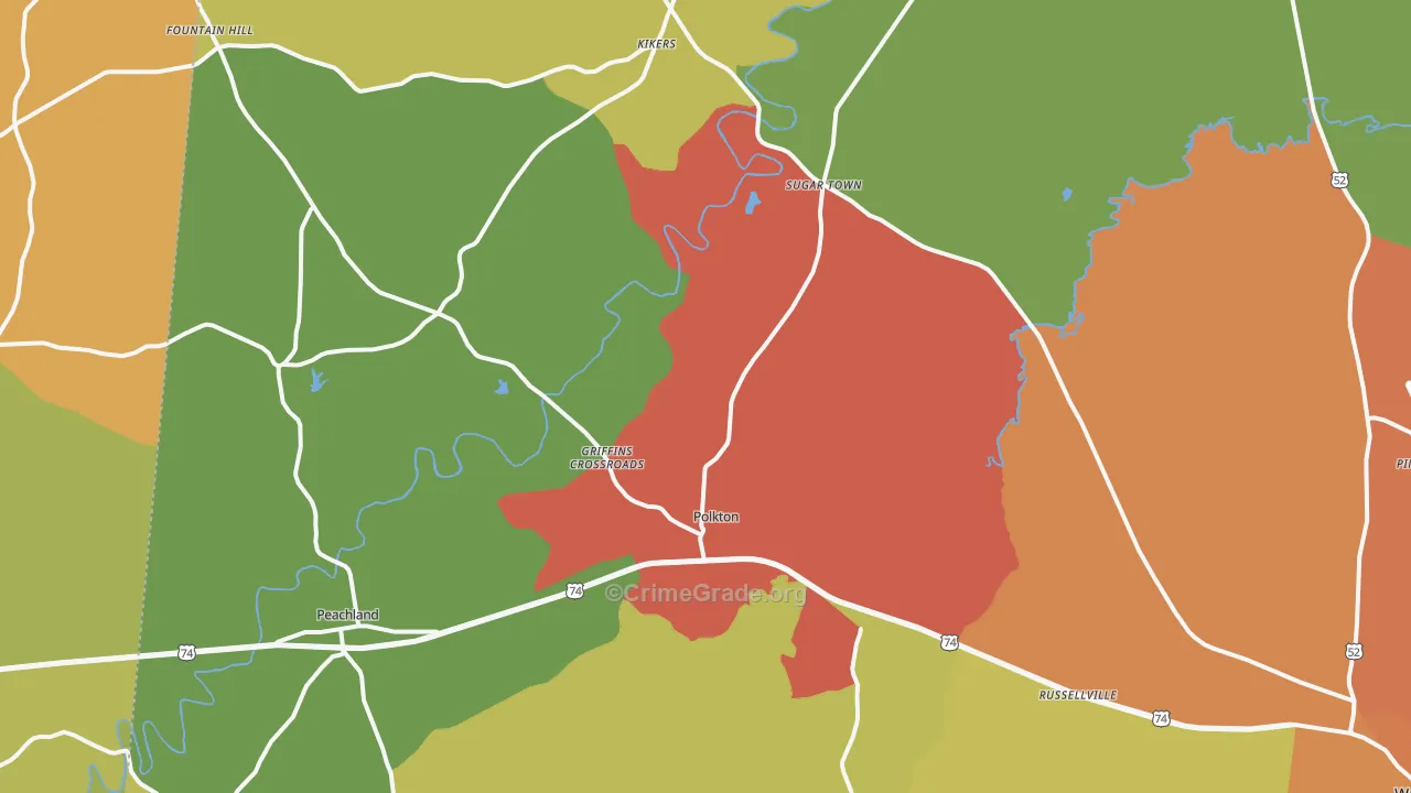 Polkton, NC Map of Drug-Related Crime Rates