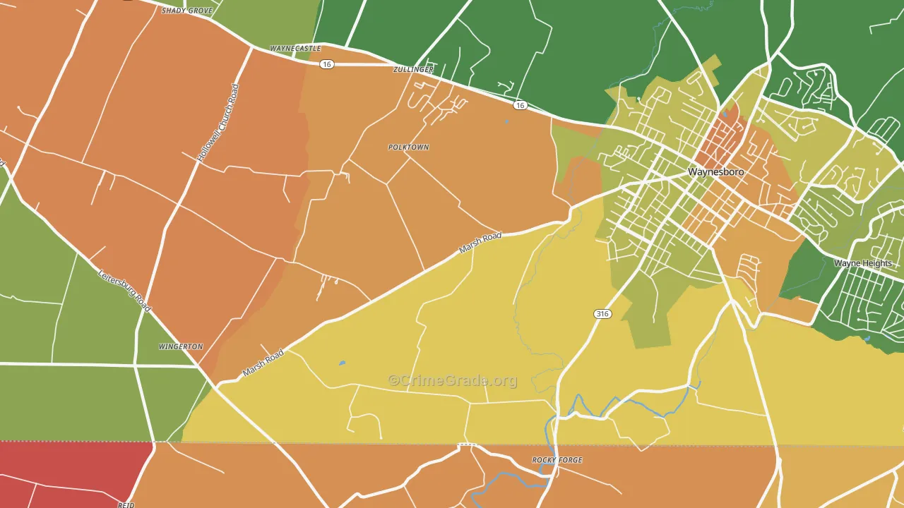 Polktown, PA Map of Drug-Related Crime Rates