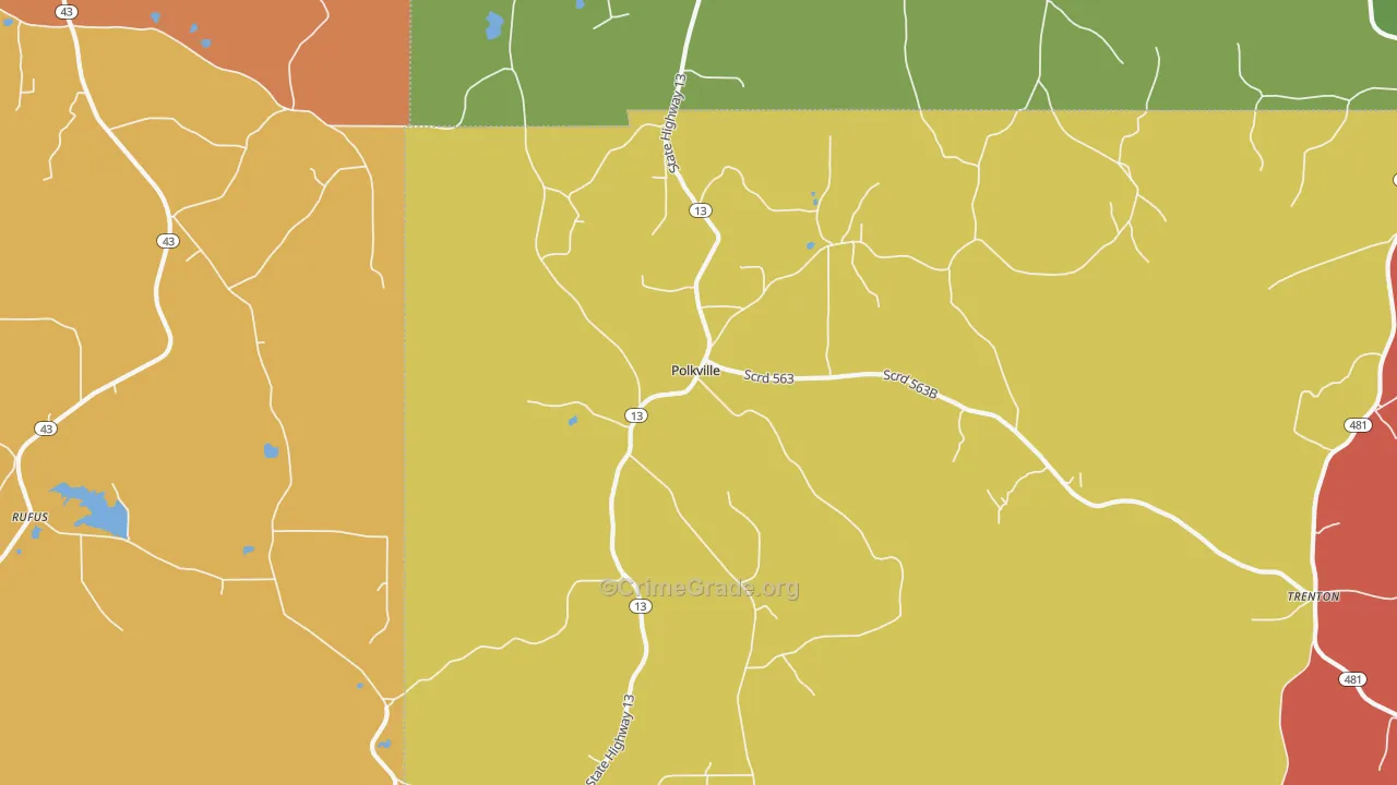 Polkville, MS Map of Drug-Related Crime Rates