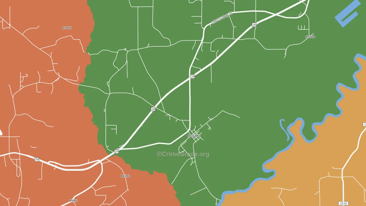 Pollard, AL Map of Drug-Related Crime Rates