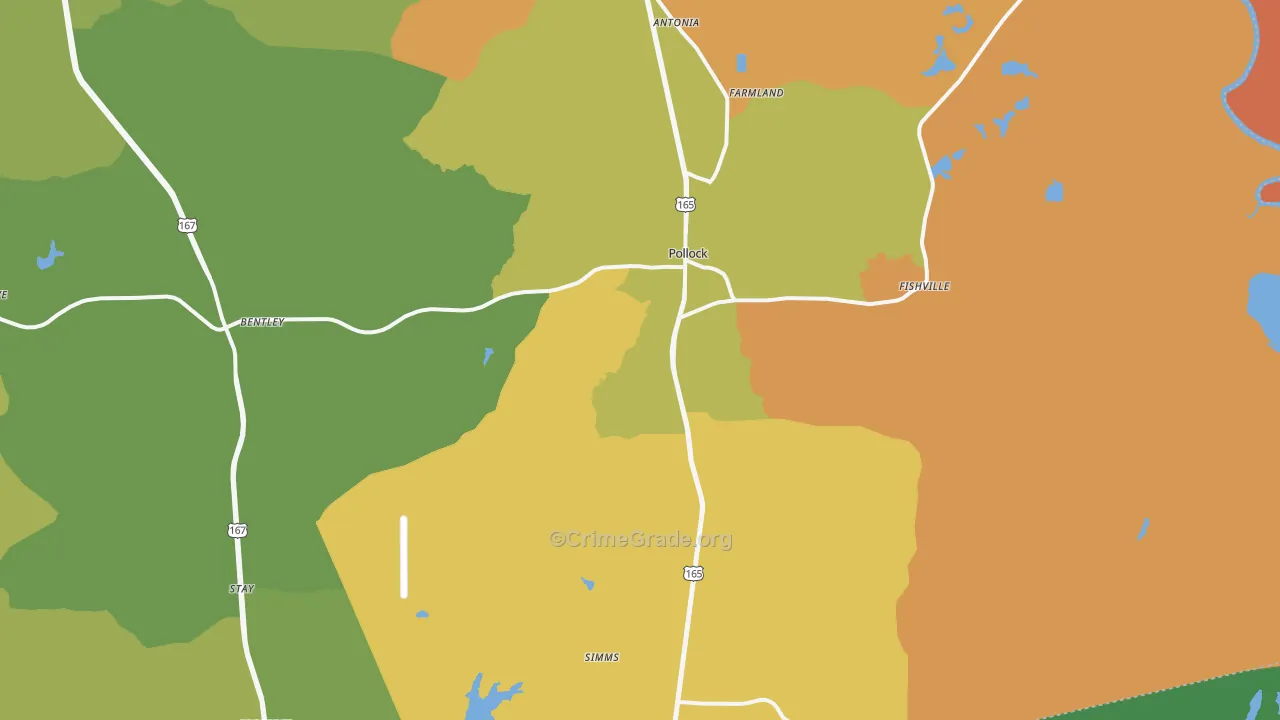 Pollock, LA Map of Drug-Related Crime Rates