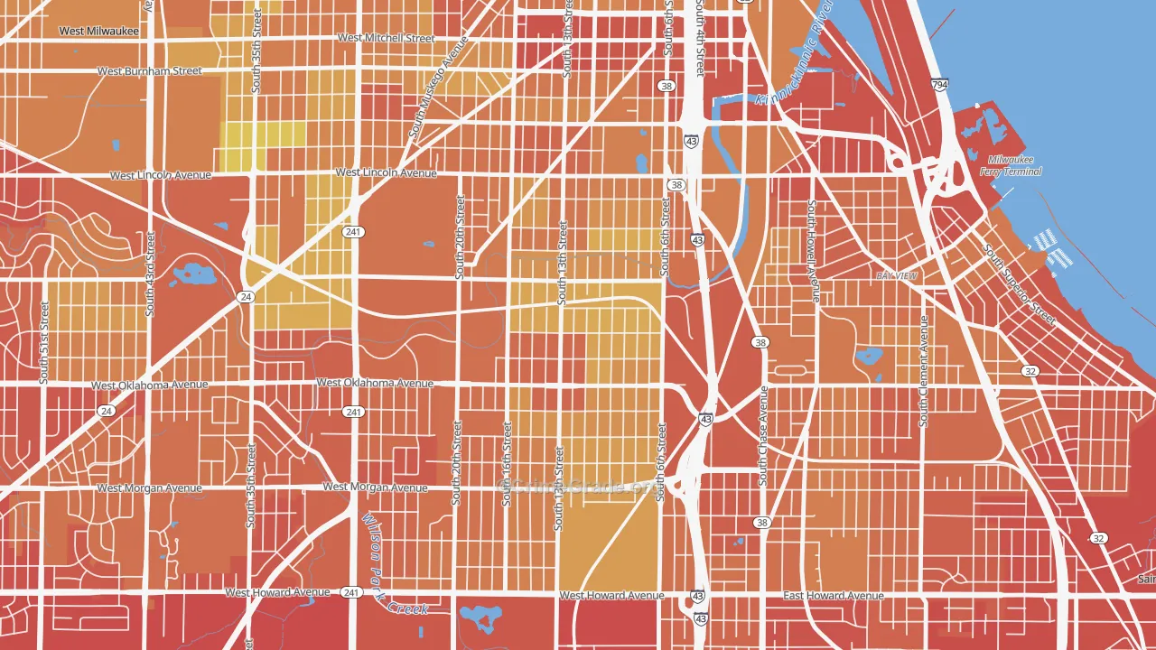 Polonia, Milwaukee, WI Map of Drug-Related Crime Rates