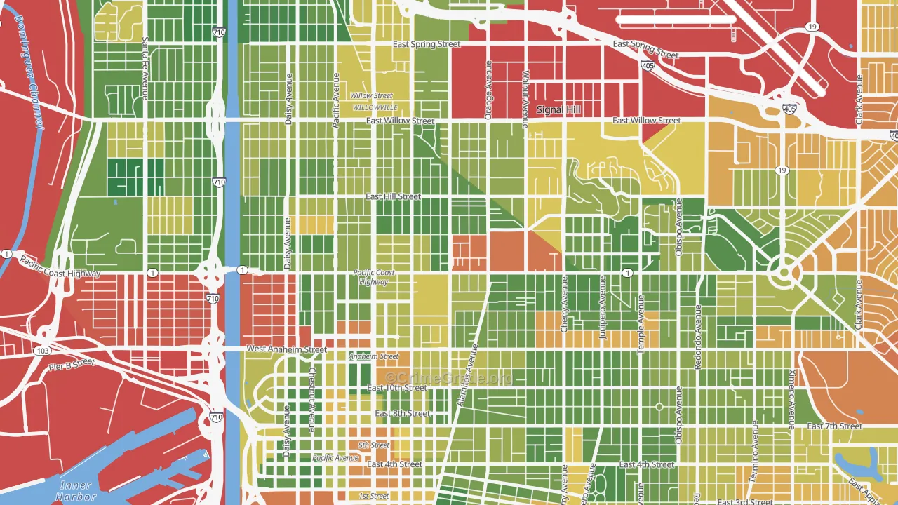 Poly High District, Long Beach, CA Map of Drug-Related Crime Rates