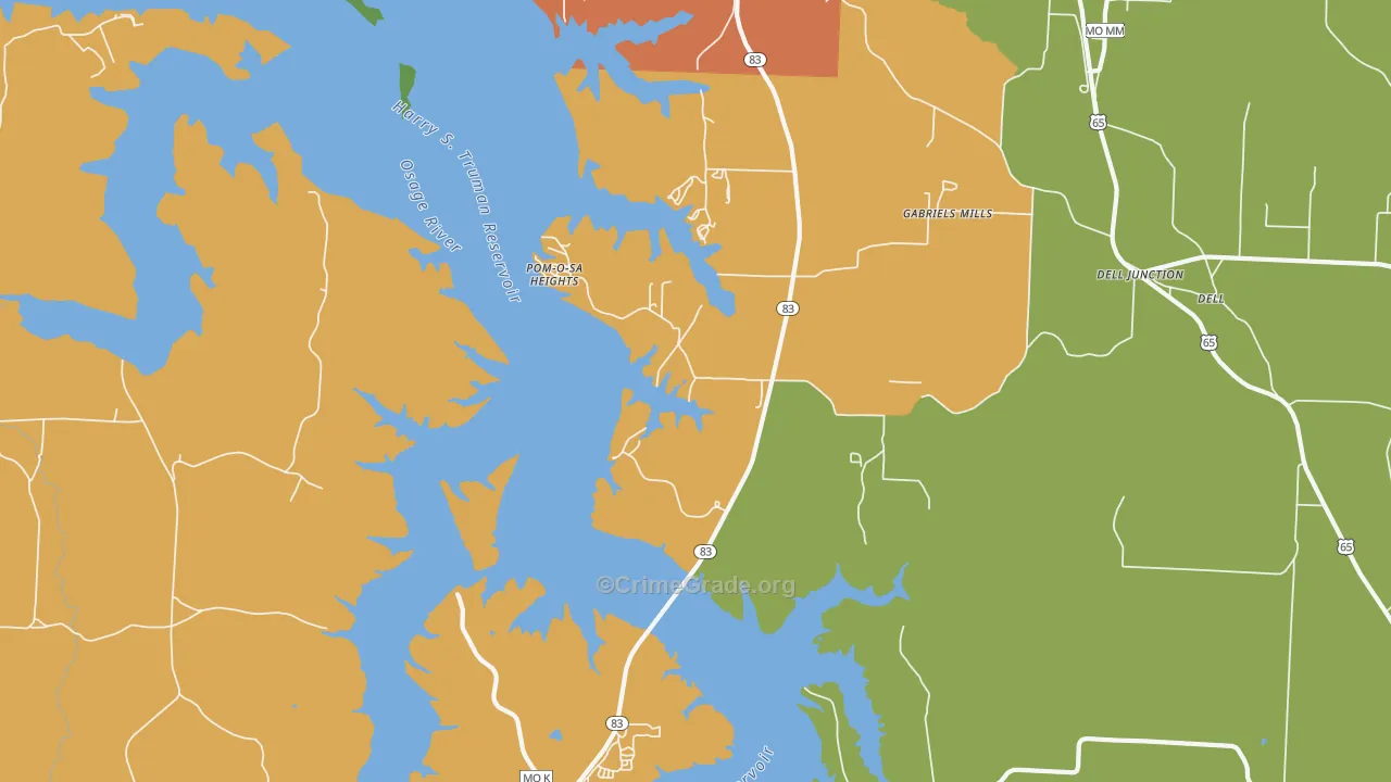 Pom-o-sa Heights, MO Map of Drug-Related Crime Rates