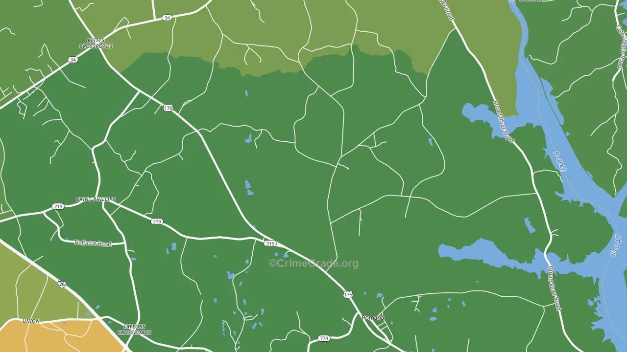 Pomaria, SC Map of Drug-Related Crime Rates