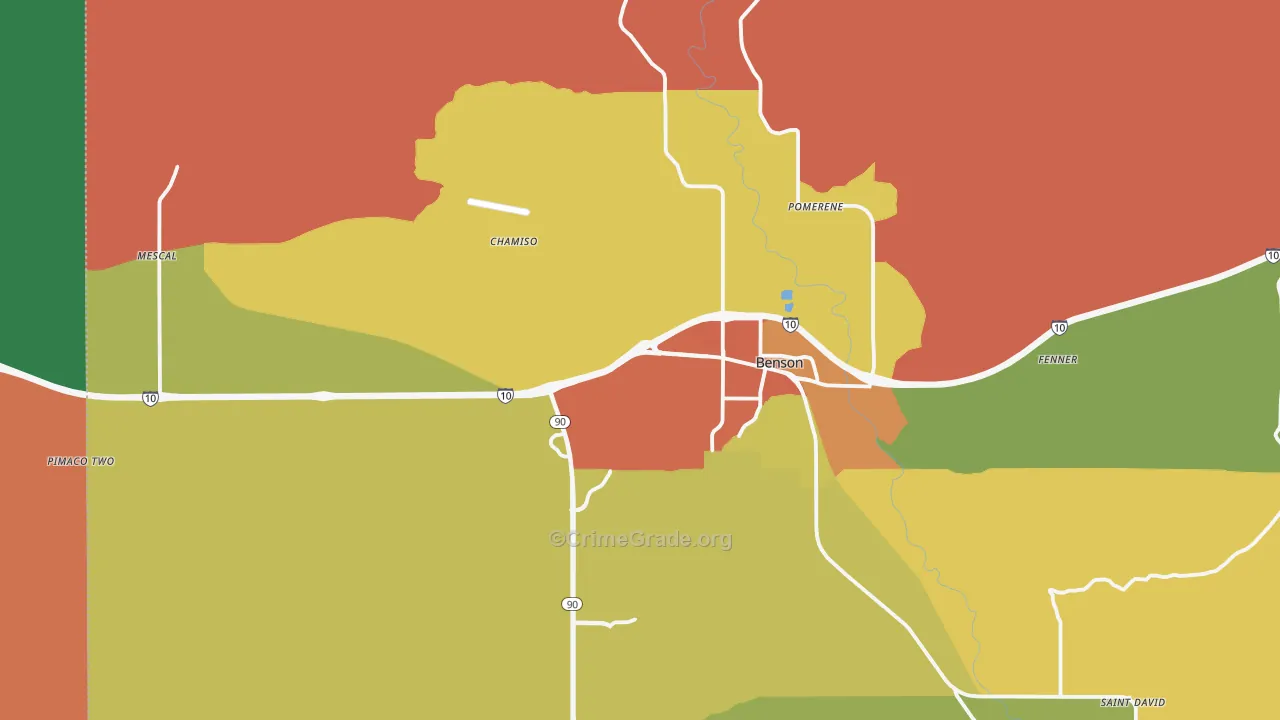 Pomerene, AZ Map of Drug-Related Crime Rates