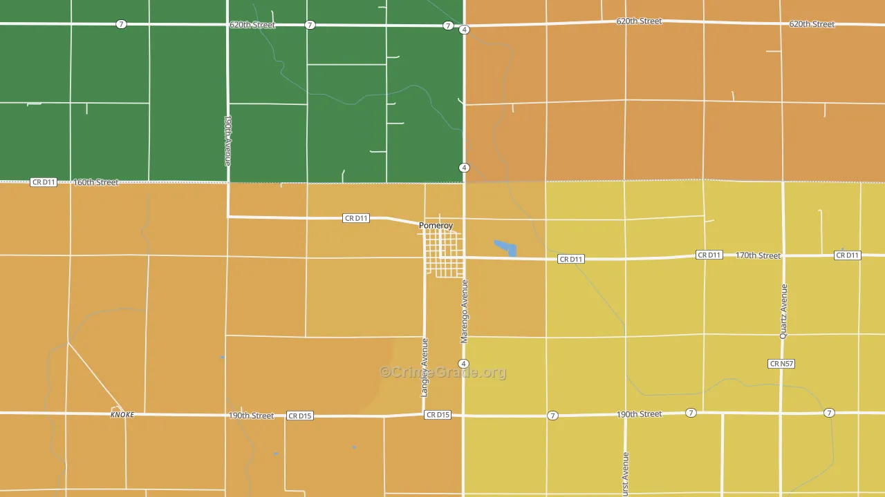Pomeroy, IA Map of Drug-Related Crime Rates