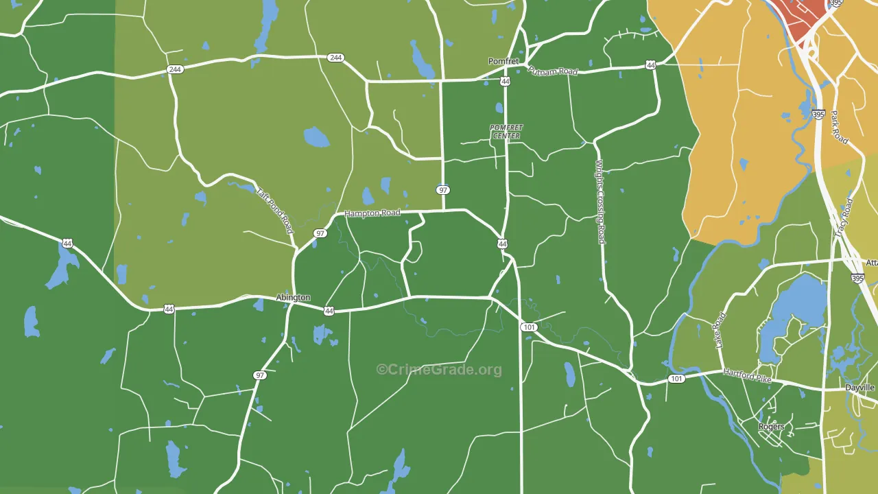 Pomfret Center, CT Map of Drug-Related Crime Rates