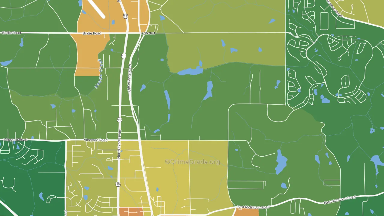 Pomona, GA Map of Drug-Related Crime Rates