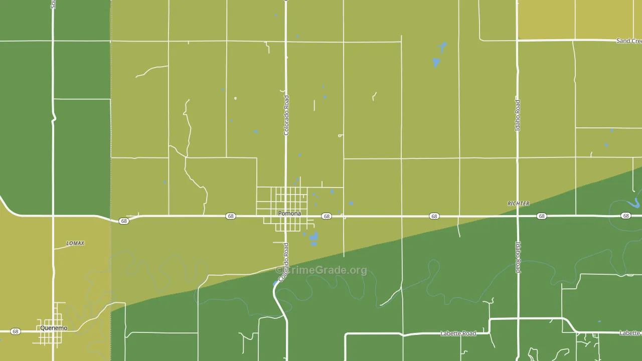 Pomona, KS Map of Drug-Related Crime Rates