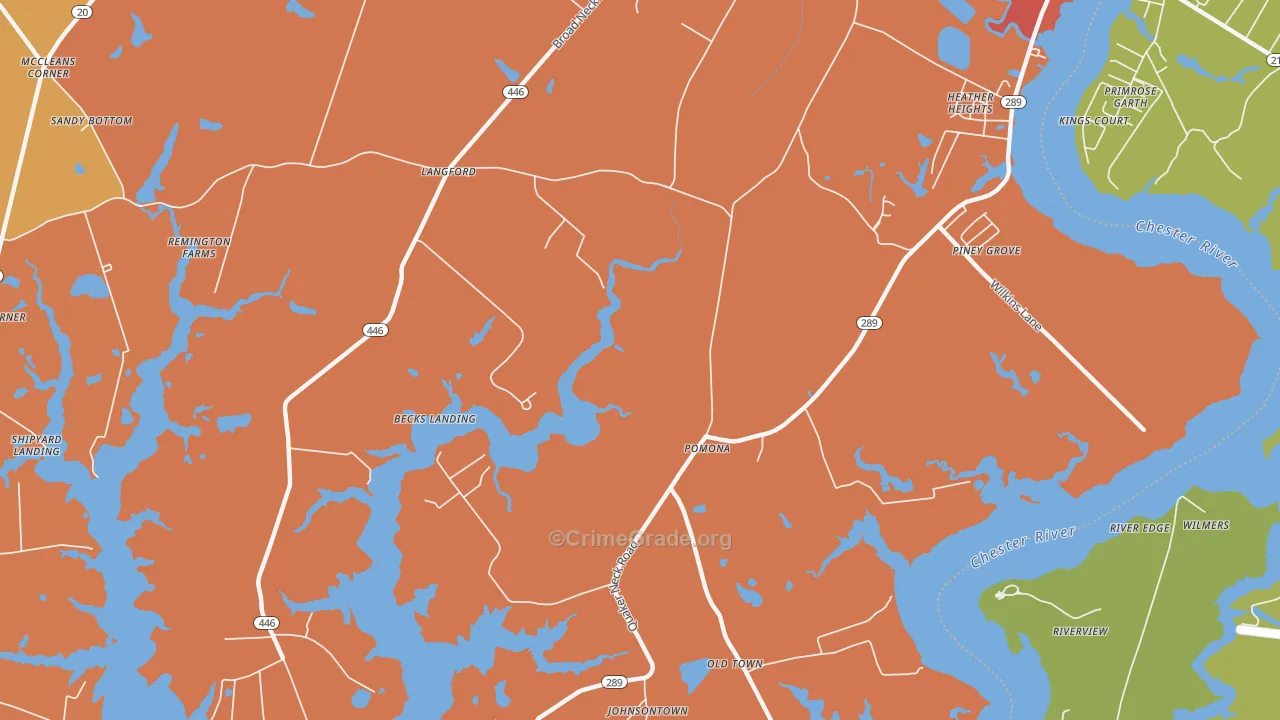 Pomona, MD Map of Drug-Related Crime Rates