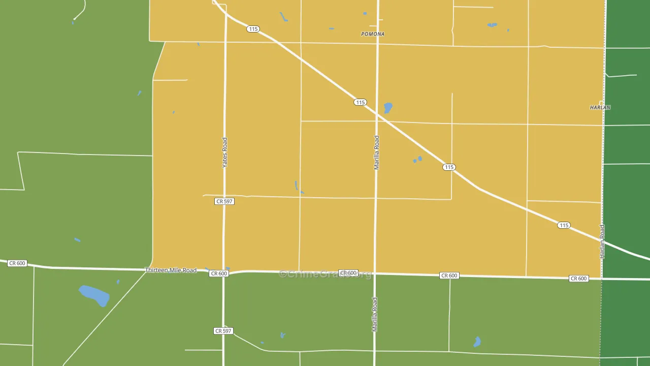 Pomona, MI Map of Drug-Related Crime Rates