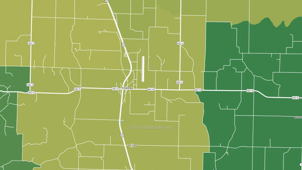 Pomona, MO Map of Drug-Related Crime Rates