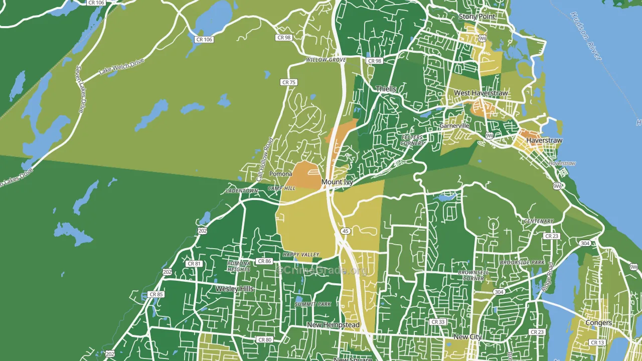 Pomona, NY Map of Drug-Related Crime Rates