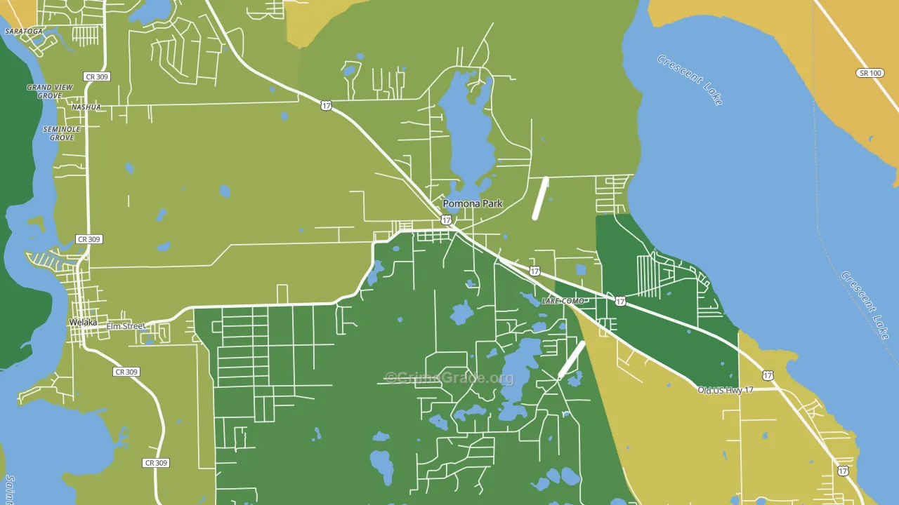 Pomona Park, FL Map of Drug-Related Crime Rates