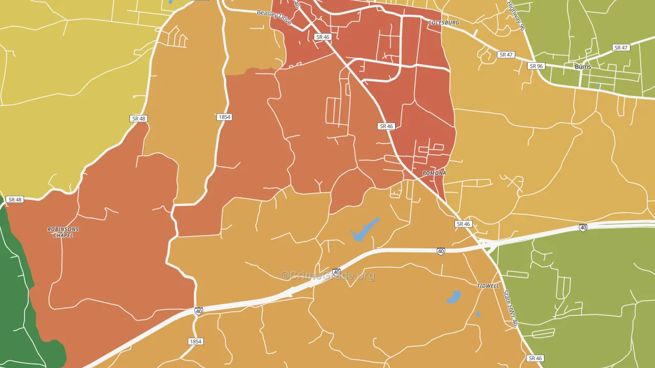 Pomona, TN Map of Drug-Related Crime Rates