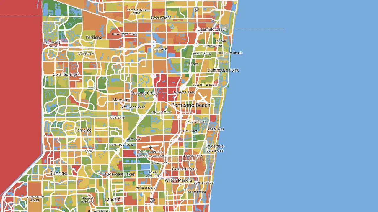 Pompano Beach, FL Map of Drug-Related Crime Rates
