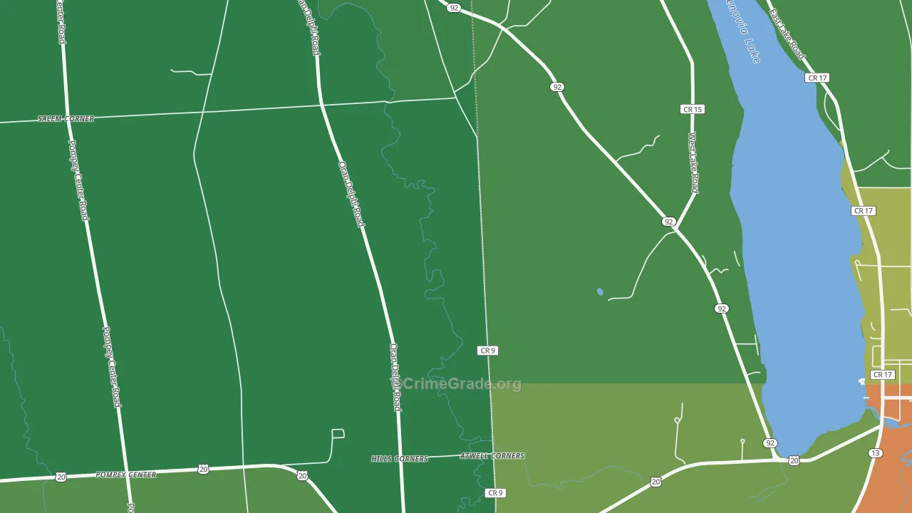 Pompey Center, NY Map of Drug-Related Crime Rates