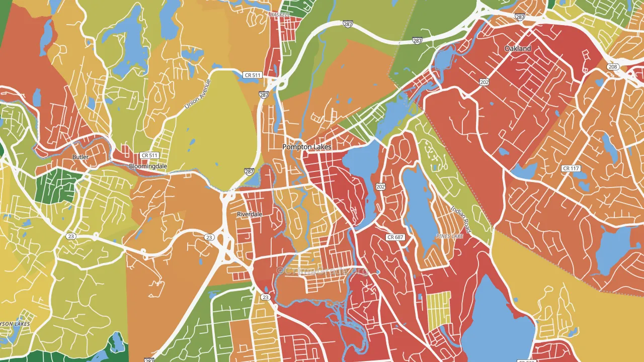 Pompton Lakes, NJ Map of Drug-Related Crime Rates