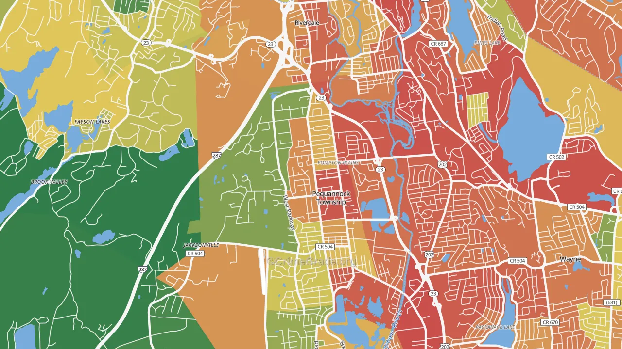 Pompton Plains, NJ Map of Drug-Related Crime Rates